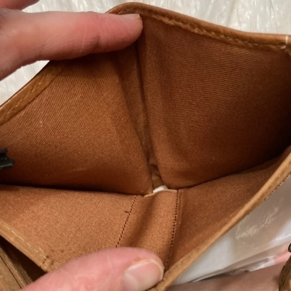 Fossil brown leather patchwork wallet
